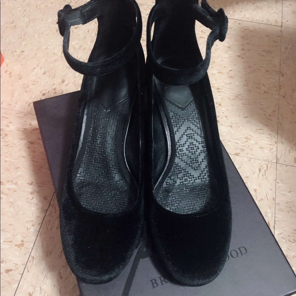 Brian Atwood black suede Mary Jane